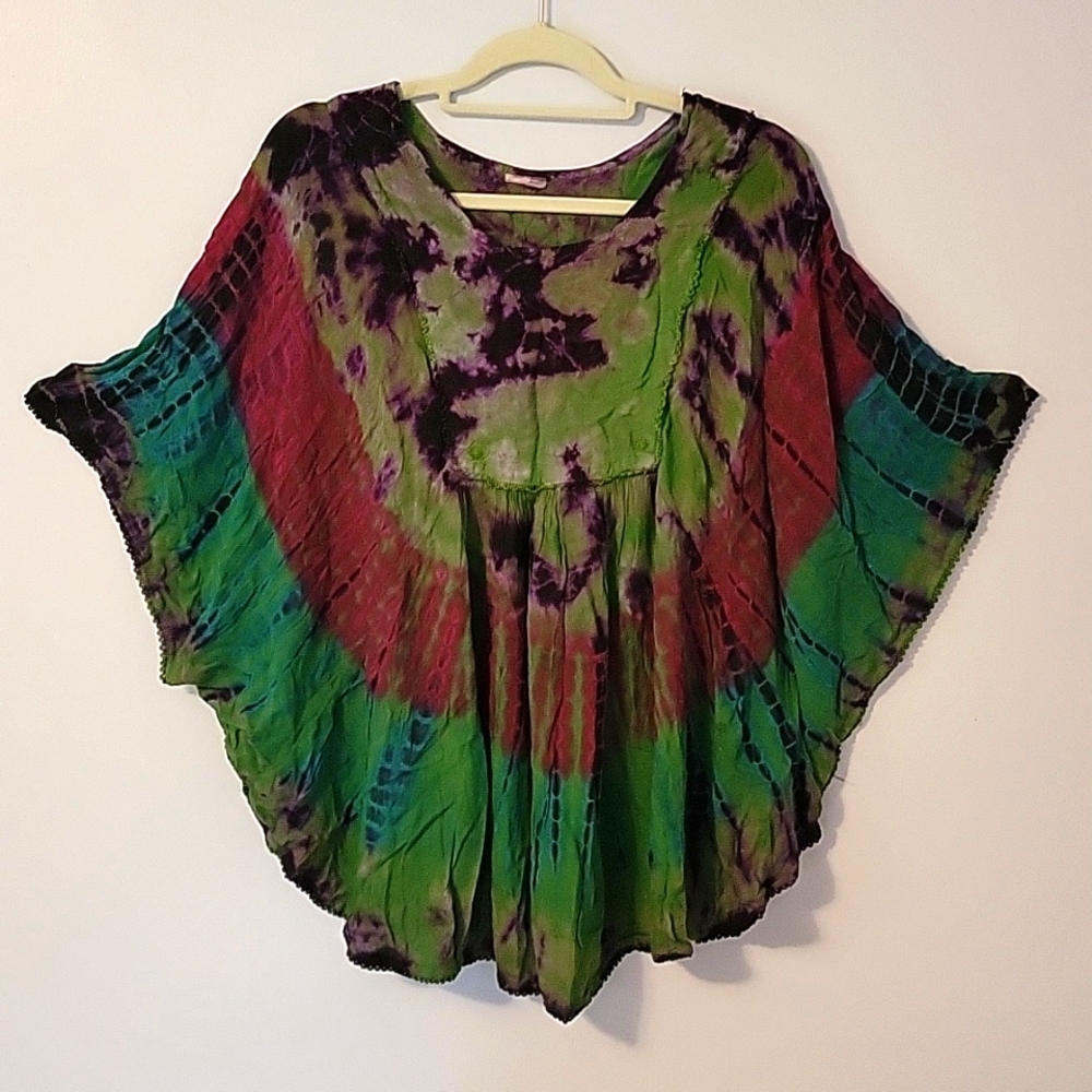 Tie-dye Butterfly Sleeve Top One Size